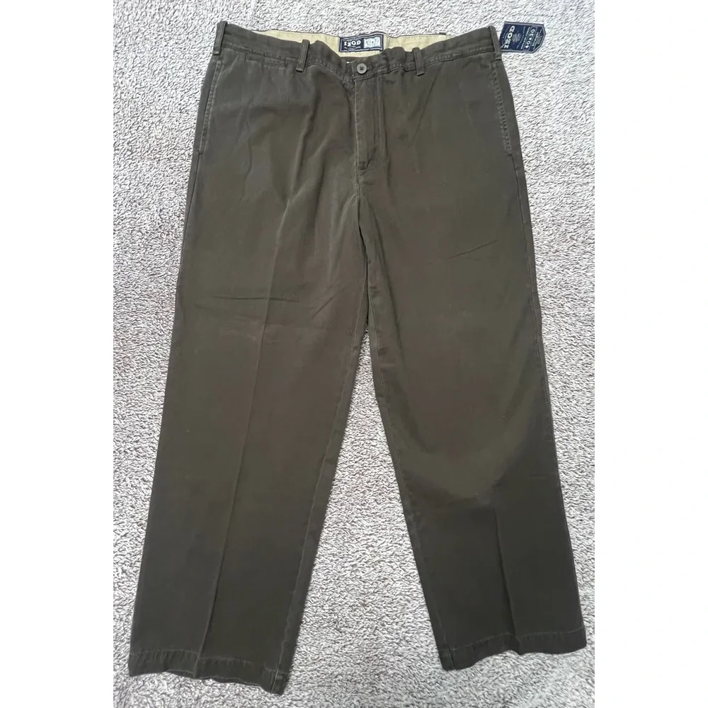 IZOD Men's Vintage Chino Pants 40x30 Brown Straight Leg 100% Cotton NWT